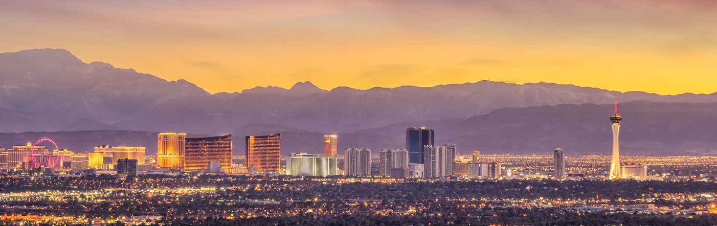 Las Vegas skyline at sunset